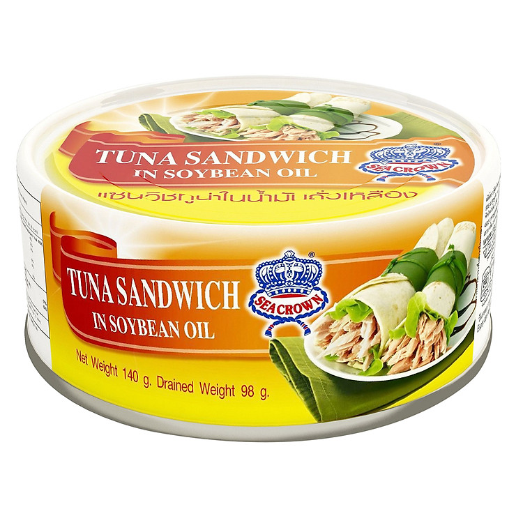 Cá Ngừ Xắt Lát Ngâm Dầu Đậu Nành Seacrown Lon 140g